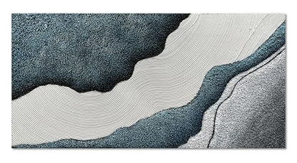 Art Hand-Painted Blue and White Textured Art Oil Painting Modern Abstract Canvas Art Deco 24x48 inches - color: Yi093