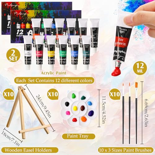 Ctosree 72 Pcs Couple Paint and Sip Kit for Adults 8'' x 10'' Pre Drawn Canvas for Painting DIY Pre Printed Canvas for Party Favor Acrylic Painting Kit Wood Easel Brushes Date Night Bulk - style: Couple