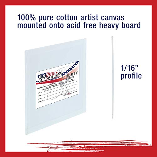 U.S. Art Supply 4 X 4 Inch Art Canvas Board Panels 96 Pack - 8 Ounce | Heavyweight Cotton Acid Free Canvases for Painting Acrylics and Watercolor (1 Case of 96 Single Canvas Painting Panels) - size: 4" x 4"