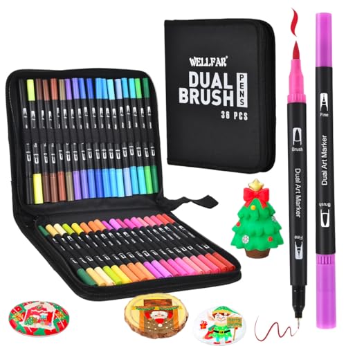 36 Colors Dual Tip Markers for Adult Coloring Books, No Bleeding Fine Pen - color: 36 Colors with bag