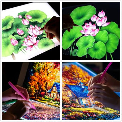 Large A2 LED Light Pad for Diamond Art Painting & Tracing, USB-Powered Light Board with 3 Brightness Levels - Includes Clips & Painting DIY Tools Kit - size: A2 (Light Pad)