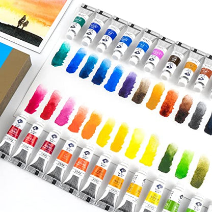 Paul Rubens Watercolor Paint, 24 Vibrant Colors Highly Pigmented, 5ml Tube | Rich-Pigmented Colors, Rewettable Fade Resistant Pigments, Non-Toxic Art Supplies for Artists, Beginners, Students
