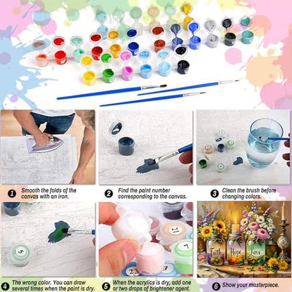 Faith Hope Love Wishing Bottle Paint by Numbers Kit for Adults 16x20 inch - color: MT22256-US