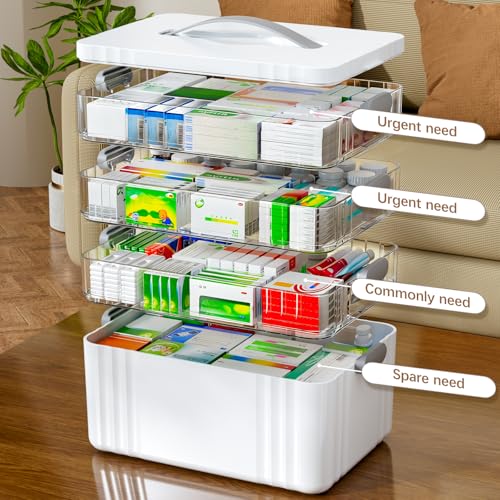 ARSTPEOE 4-Tier Medicine Organizer - Portable Medicine Cabinet with Handle - size: Extra Large 4 Tier