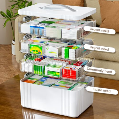 ARSTPEOE 4-Tier Medicine Organizer - Portable Medicine Cabinet with Handle - size: Extra Large 4 Tier