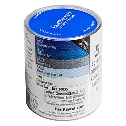 PanPastel Artist Pastels by GOLDEN, Blues Set, 5 Color, Professional Artist Pastels, Unique Pan Format (cake-like) - color: Multicolor, style: Violet and Blue