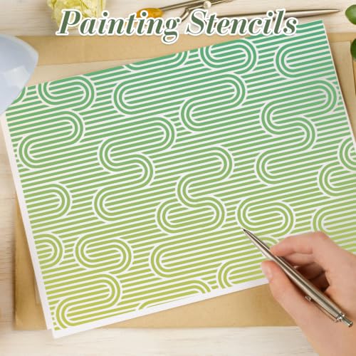 Geometric Texture Stencils for Crafts Reusable 16Pcs Stencils(5.9X5.9 inch) - color: Texture 25