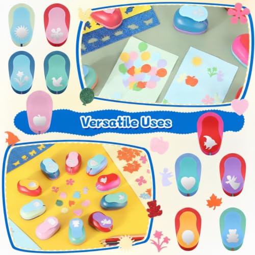 Harloon 10 Pcs Craft Hole Punch Shapes 1 Inch Paper Punch Hole Mix Shapes Cutters for Paper Crafting Scrapbooking Office Supplies(Rich) - style: Rich