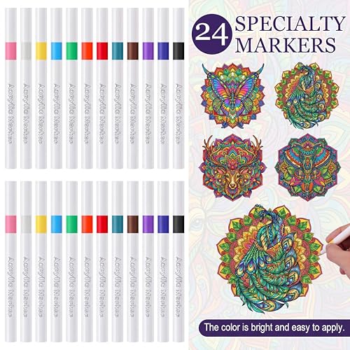 Potchen 48 Pcs Mandala Art Kit DIY Window Clings with Markers - style: Animal