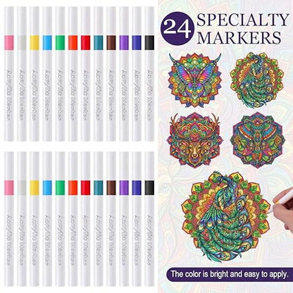 Potchen 48 Pcs Mandala Art Kit DIY Window Clings with Markers - style: Animal