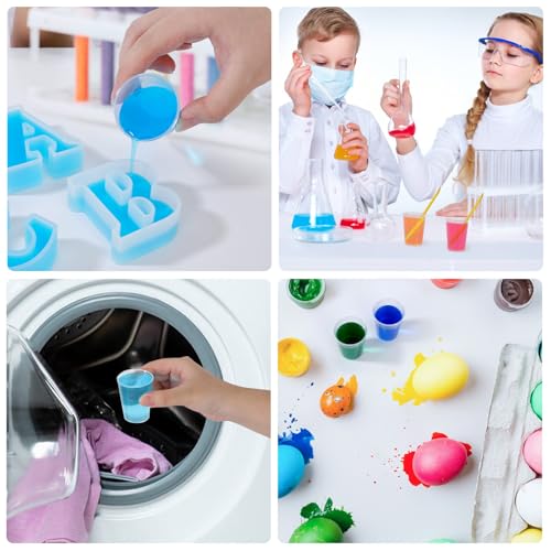 Resin Mixing Cups and Sticks, 110 Packs Epoxy Measuring Cups Kit - 60PCS 100ml Disposable Graduated Cups, 50PCS Pointed Stir Sticks for Mixing Paint, Stain, Epoxy, Resin - color: Clear cups+point stick, size: 50ml