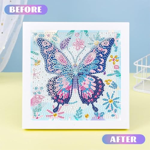 Butterfly Diamond Art Painting Kits for Kids with Frame Ages 6-12 (7x7 in) - color: CC1035