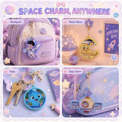 DIY Glitter Craft Kit with Keychains - Mess-Free Arts and Crafts for Kids Ages 4-8, Fun Shake-It Activity, Creative Travel Toys, Party Favors & Birthday Gifts for Girls 4-9 - color: Purple-Blue