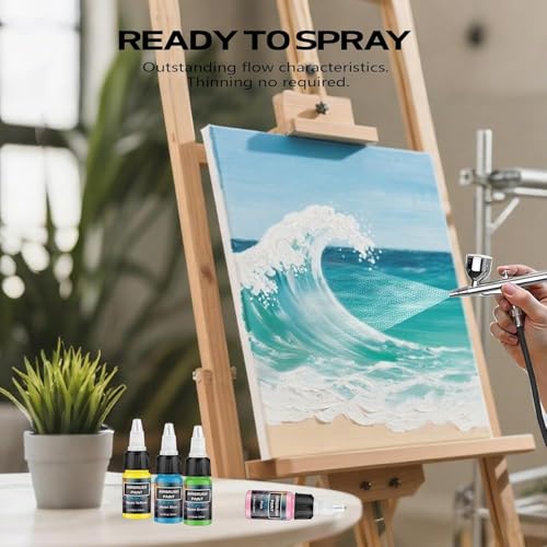 Airbrush Paint - 45 Colors Airbrush Paint Set with 3 Tinner, Plastic & Wood Acrylic Air brush Paint Kit Ready to Spray, Water-Based for Artists Beginners Hobbyist, 0.34 Fl Oz/10ml - 48 Bottles - color: 45 Colors with 3 Thinner