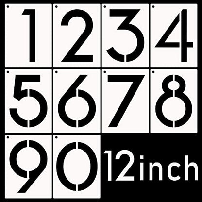 DXCYZ 12 Inch Large Number Stencils Kit 0-9 Address Number Stencil, 10PCS Reusable Plastic Painting Number Templates for Mailbox Signs, Door, Cars, Trucks, Home, Window (12" Tall) - size: 12 Inch
