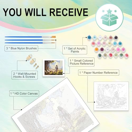 Paint by Numbers Kit for Adults, Jesus DIY Painting Kit, 16x20 Inch - color: CYOP1P17