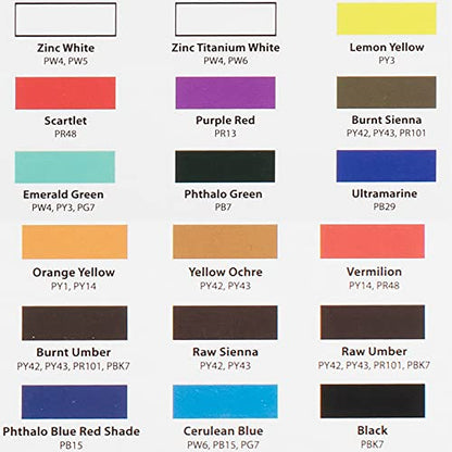 Marie's Water-Mixable Oil Color Set of 18, 12ml Tubes Solvent-Free - 6 Pack - size: 43.82 Fl Oz (Pack of 1)