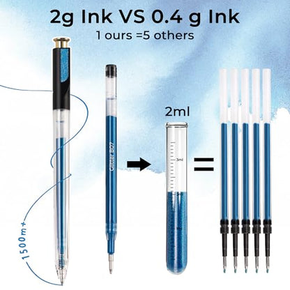 Blue Retractable Glitter Gel Pens, 12 PCS Large Capacity Metallic Ink Pen - color: 12 Blue