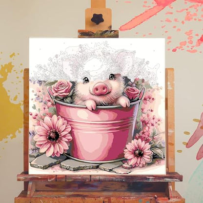 Paint by Numbers for Adults Pig - Cute Pig Paint by Number on Canvas - color: MT22785