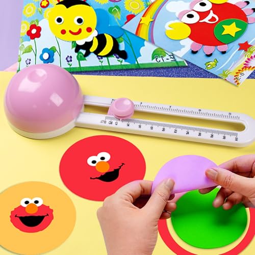 Circle Cutters with 3 blades, Cut Circle Diameter 4'' to 12.5'', Pink | Rotary Circle Cutter for Paper Crafts, Adjustable Circular Cutter Tool for Scrapbook, Easy to Use, Precise & Smooth Cutting - color: Pink
