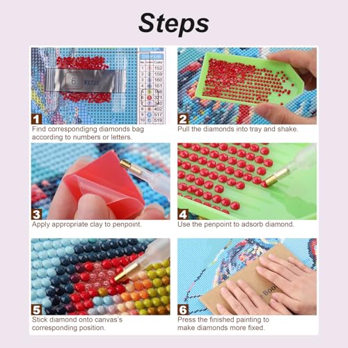 Stalente Diamond Painting Kits for Adults Cow, 5D DIY Diamond Art Kits for Beginners Round Full Drill Diamond Painting for Home Wall Decoration Gift 12×12inch, Animal