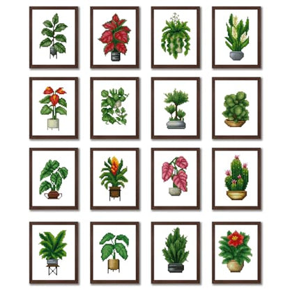 Aestalrcus Plants Small Diamond Art Kits for Adults, 16 Pcs, 6.7x8.3 Inch - color: Green Plants