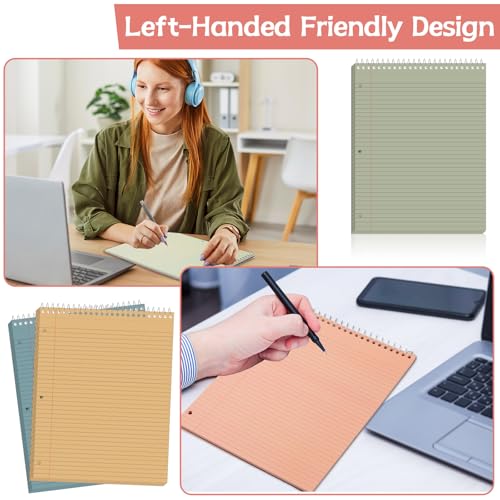 10 Packs 8.5 x 11 inch Top Spiral Notebook with 3 Hole Punched Legal Pads 40 Sheets College Ruled Notepad Hard Cardboard Paper Wirebound Pads for Business School Office Home Supplies (Retro) - color: Retro