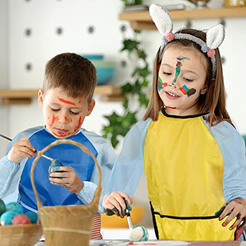 2 Pack Kids Art Smocks Children's Artist Apron Painting Smock with Long Sleeve and 3 Pockets for Age 3-8 - color: Light Blue & Yellow