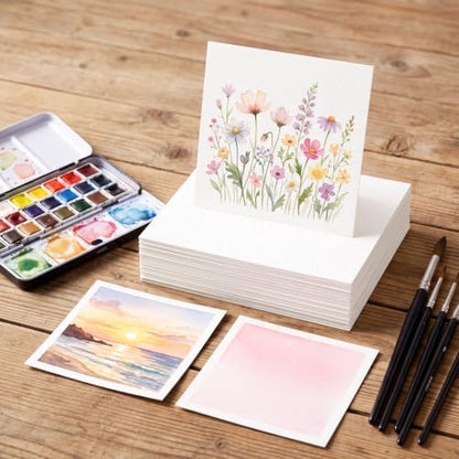 80 Sheets Square Watercolor Paper 4 x 4 Inch, White Water Color Paper - size: 4×4 inch