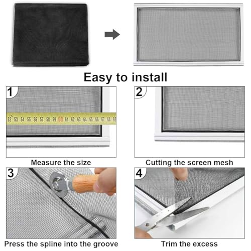 48 in x 100 ft Fiberglasss Window Screen Mesh,Replacement Screen Roll High Visibility Durable Screens,Easy to DIY Repair or Rescreen for House Windows,Patio,Porch,Sliding Door - size: 48inch*100ft