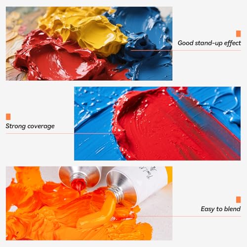 Paul Rubens Oil Paint, 18 Bright Oil Colors Art Supplies with High Saturation, 50ml Large Capacity Tubes, Faster Drying Time with Creamy Texture and Consistency for Artists, Students, Beginners | Art Supplies with High Saturation, Creamy Texture and Consi