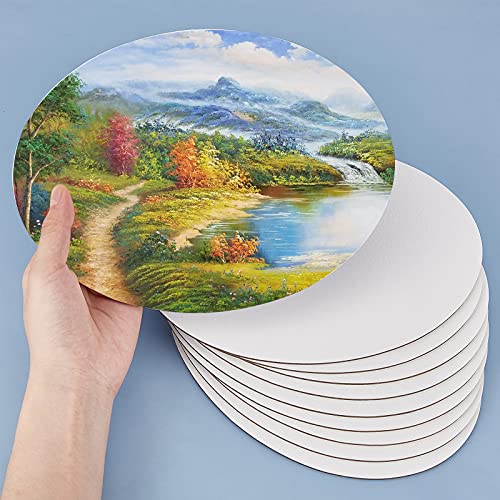 NBEADS 10 Pcs Canvas Panels, Wood and Linen Painting Canvas Oval Blank Oil Paint Board for Painting Craft Drawing, White, 18x24x0.3cm - size: L.W: 9.4"×7"/Thi: 0.1"-Oval