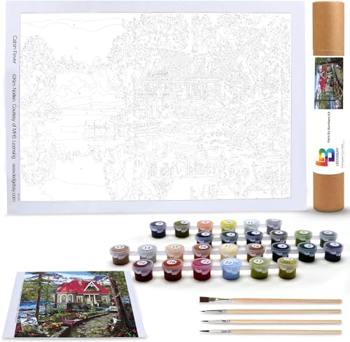 Ledgebay Paint by Numbers Kit for Adults, 16x20 Unframed Canvas - color: Countryside House, size: 16" x 20" Unframed