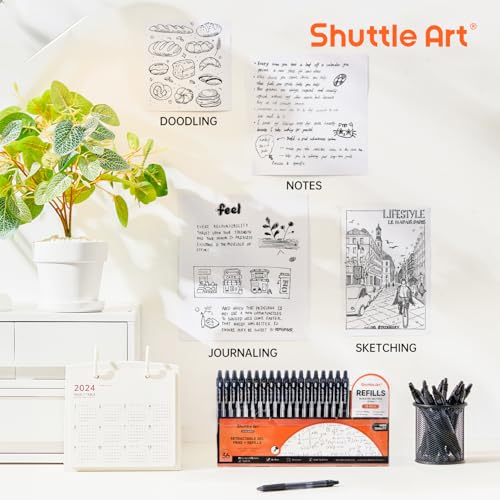 Shuttle Art Black Gel Pens, 36 Pack(18 Gel Pens with 18 Refills) Retractable Medium Point Rollerball Gel Ink Pens Smooth Writing with Comfortable Grip