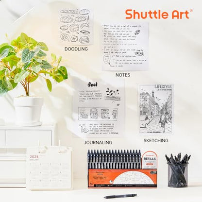 Shuttle Art Black Gel Pens, 36 Pack(18 Gel Pens with 18 Refills) Retractable Medium Point Rollerball Gel Ink Pens Smooth Writing with Comfortable Grip