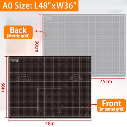 Self Healing Cutting Mat A0 36"x 48" Double Sided Black Mat - color: Black, size: 48"L x 36"W