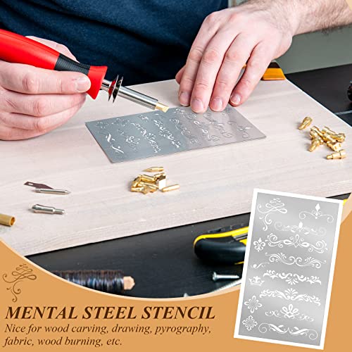 Lewtemi 8 Pcs Metal Stencils Alphabet Frames for Journal,Stylish Style | Stainless Steel Reusable Templates with Numbers Borders, For Scrapbooking Painting Wood Engraving Carving DIY Crafts - style: Stylish Style