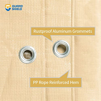 GUARD SHIELD Beige Tarp Heavy Duty Waterproof 16x20 Feet Outdoor Poly Tarps Cover Thick UV Resistant Canopy Tarpaulin with Grommets 10mil - color: Beige/Khaki, size: 16x20