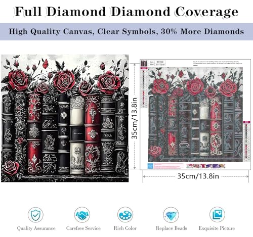 HHMATITS Book Diamond Art Kits for Adults, Diamond Painting Kit 14x14 Inch - color: Books
