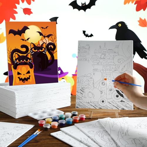 Harloon 36 Pcs Afro Queen Pre Drawn Canvas 8x10,Funny Halloween - style: Funny Halloween