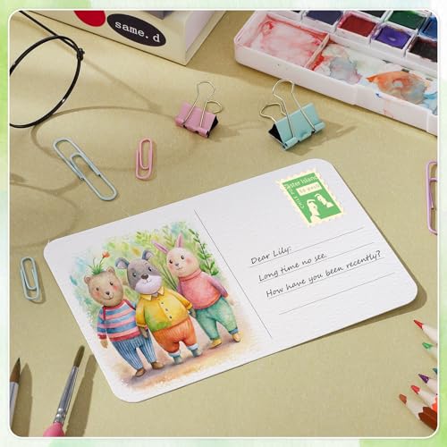 Prudiut 50 Pack Watercolor Postcards, 4x6 Inch, 140Lb Cotton Paper | Blank Mailing Cards for Painting, Invitations and Diy; Absorbent Cotton Paper, Durable Texture, Ideal for Kids and Adults