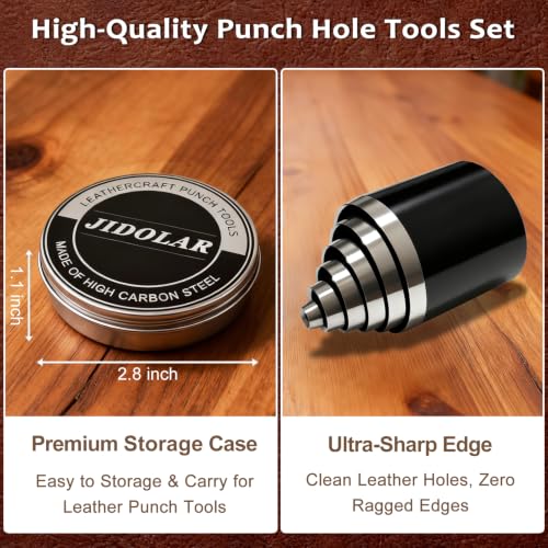 Leather Circle Cutter Tool Set, 13 Pieces Small Circle Punch Tools 1/3/5/7/9/11/13/15/17/19/21/23/25mm, High Carbon Steel Round Cutting Dies - Leather Hole Punch Tool Kit for DIY Leathercrafts - size: 13 Sizes