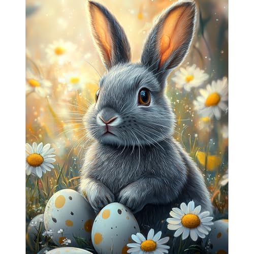 RICUVED Easter Paint by Numbers for Adults, Rabbit Paint by Numbers Kit for Adults Beginners, Eggs DIY Acrylic Oil Painting on Canvas Easy for Gift Home Wall Decor 16x20 Inch - color: SO009