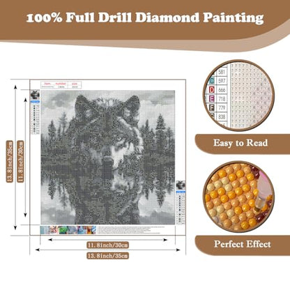 Xoaoes Wolf Diamond Art Kits for Adults, 5D Animal Diamond Painting Kits - color: CM041
