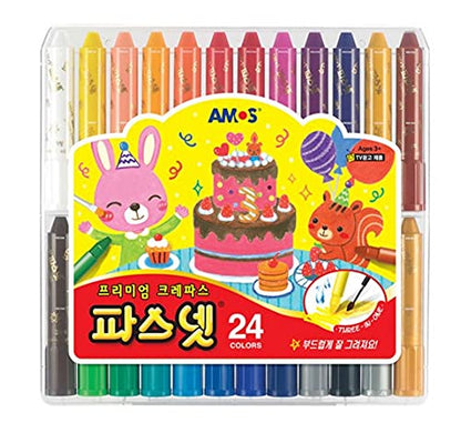 Amos Premium Non-toxic Silky Crayon Pasnet 24 Colors - color: 24 colors