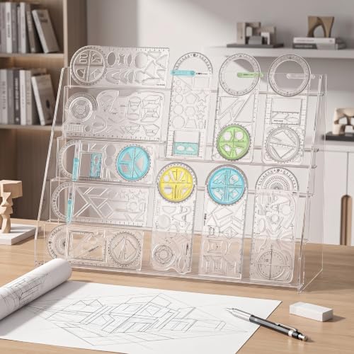 11pcs Geometric Drawing Templates Multifunctional Measuring Geometry Rulers