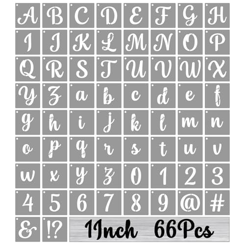 BAMIDELE 1 Inch Alphabet Letter Stencils for Painting, 66 Pcs Reusable Plastic Calligraphy Letter Stencils and Numbers Template Kit for Painting on Wood, Chalkboard, Fabric, Door Porch, Wall Art - size: 1 Inch