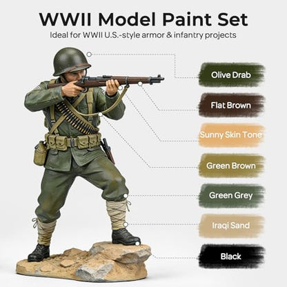 Nicpro 10 Colors WWII U.S. Model Paint Set, 20ml Ready to Use - style: WWII U.S.