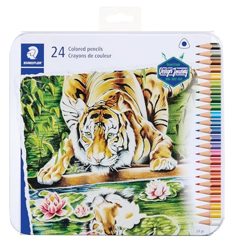 STAEDTLER Triangular Colored Pencils, Metal Tin of 24 Colors, Coloring Pencils for School, Art, Crafts - Art Supplies for Beginners, Students, Hobbyists - size: 1 Count (Pack of 24)