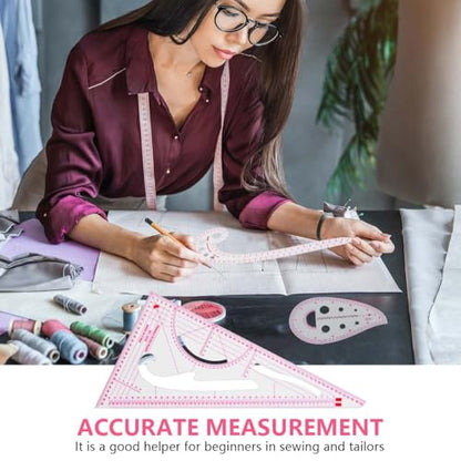 KISEER 4 Pcs Clear Metric Sewing Ruler Set French Curve Pattern Making Ruler Kit for Knitting Tailors Crafting Dress Designers Sewing Beginner Supplies - size: 4 Pcs - Standard